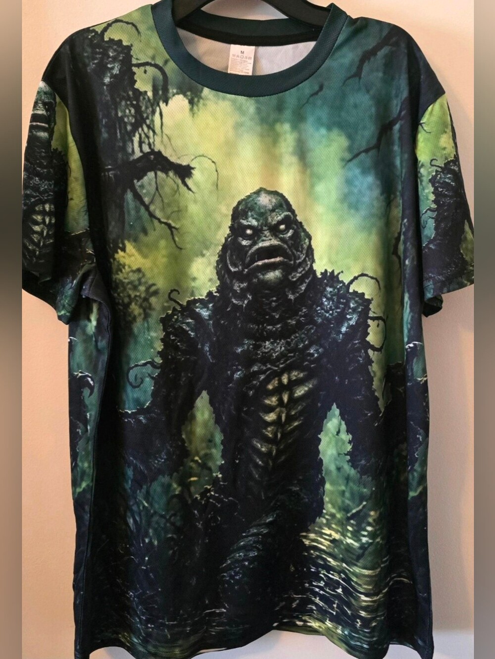 Men's Black & Green Monster Graphic Crew Tee
